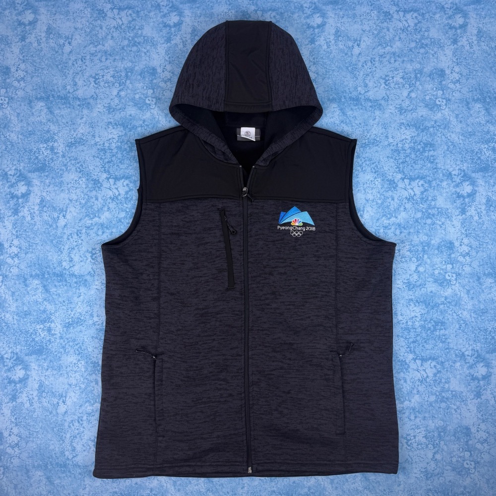 Rare NBC Crew PyeongChang 2018 Winter Olympics Hooded Vest Men's XL Gray